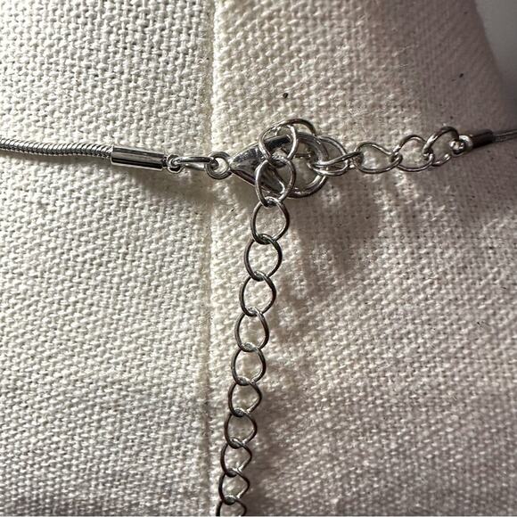 Bancroft Hammered Pendant Snake Chain Necklace Silver tone Boho Western Casual - Picture 4 of 7